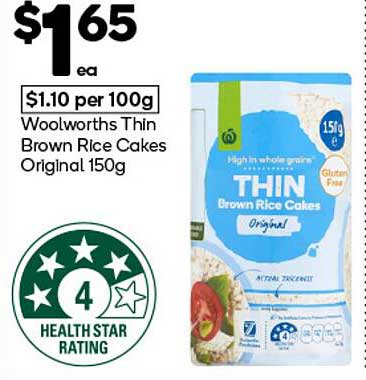 Woolworths Thin Brown Rice Cakes Original