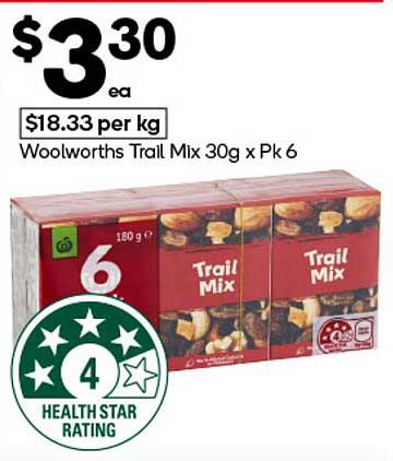 Woolworths Trail Mix 30g x Pk 6