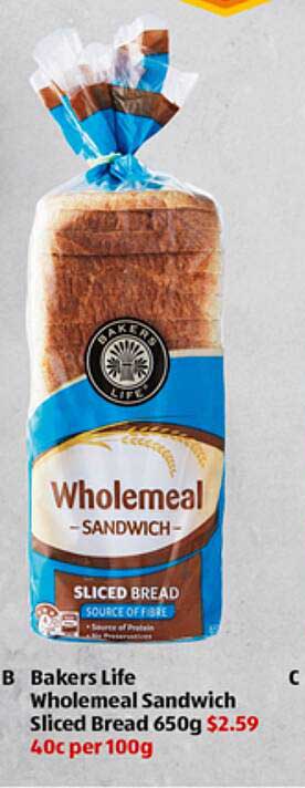 Bakers Life Wholemeal Sandwich Sliced Bread