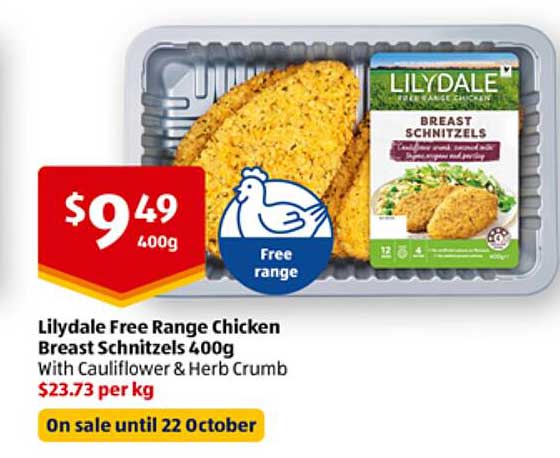 Lilydale Free Range Chicken Breast Schnitzels