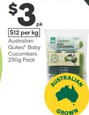 Australian Qukes® Baby Cucumbers 250g Pack