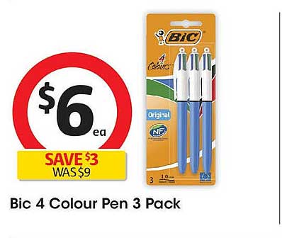 Bic 4 Colour Pen 3 Pack