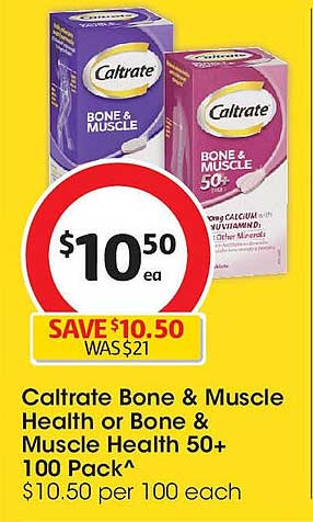 Caltrate Bone & Muscle Health or Bone & Muscle Health 50+ 100 Pack