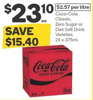 Coca-Cola Classic, Zero Sugar or Diet Soft Drink Varieties