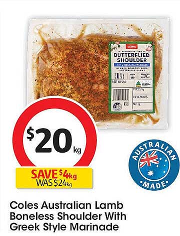 Coles Australian Lamb Boneless Shoulder With Greek Style Marinade