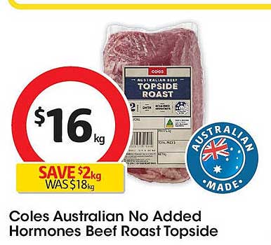 Coles Australian No Added Hormones Beef Roast Topside