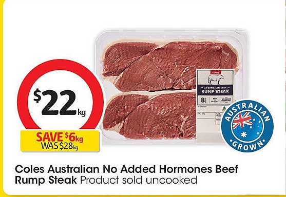 Coles Australian No Added Hormones Beef Rump Steak