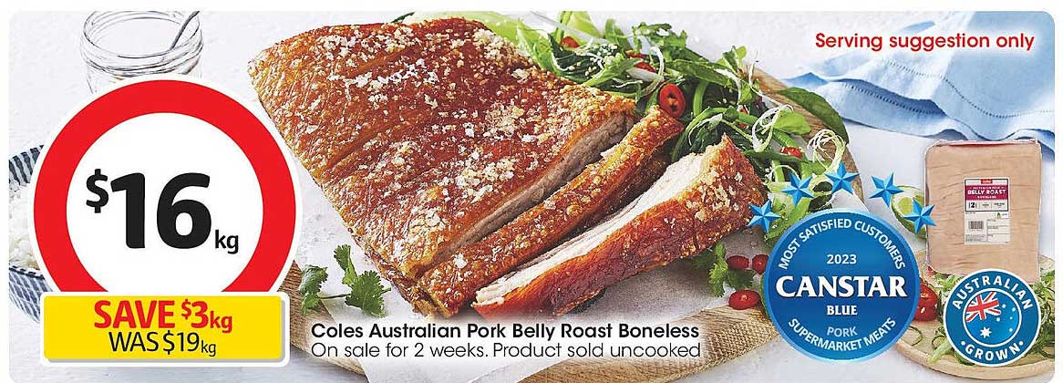 Coles Australian Pork Belly Roast Boneless