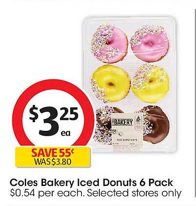 Coles Bakery Iced Donuts 6 Pack