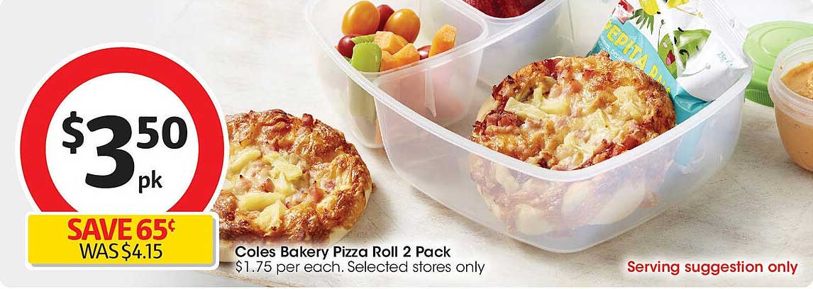 Coles Bakery Pizza Roll 2 Pack