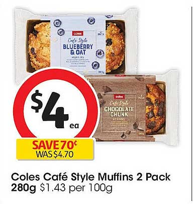 Coles Café Style Muffins 2 Pack