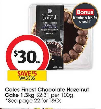 Coles Finest Chocolate Hazelnut Cake