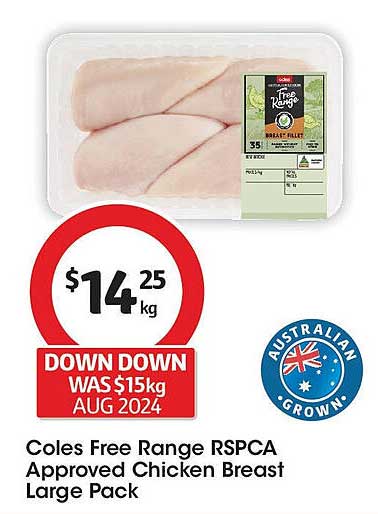 Coles Free Range RSPCA Approved Chicken Breast Large Pack