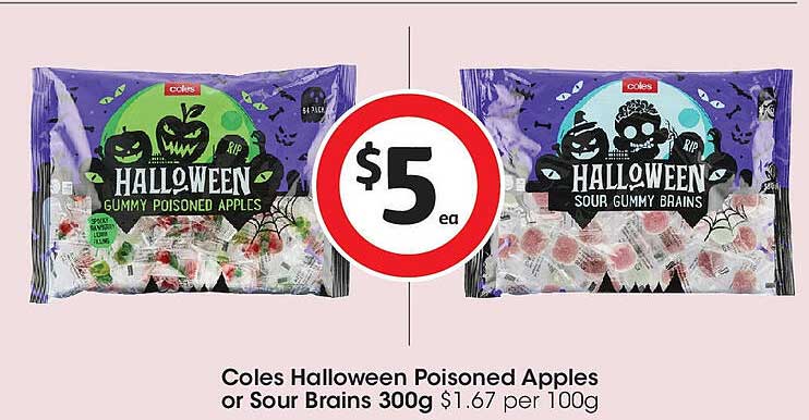 Coles Halloween Poisoned Apples or Sour Gummy Brains