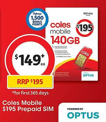 Coles Mobile 140GB Prepaid SIM