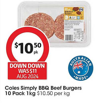 Coles Simply BBQ Beef Burgers