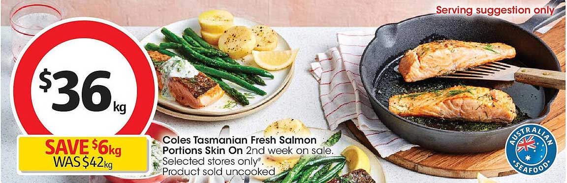 Coles Tasmanian Fresh Salmon Portions Skin On