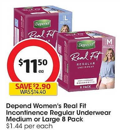 Depend Women's Real Fit Incontinence Regular Underwear