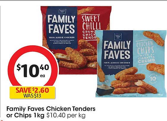 Family Faves Chicken Tenders or Chips 1kg