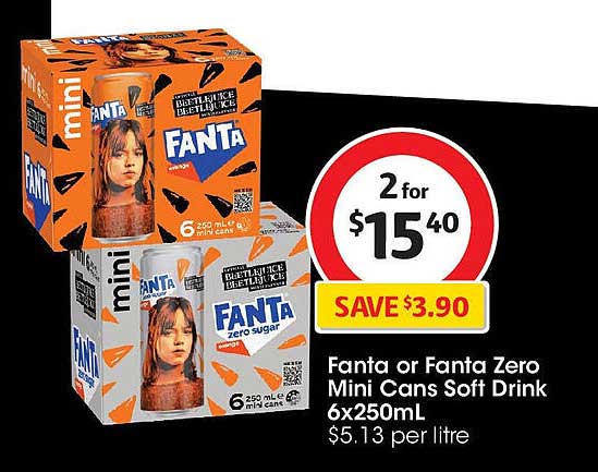 Fanta or Fanta Zero Mini Cans Soft Drink