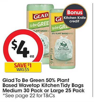 Glad To Be Green 50% Plant Based Wavetop Kitchen Tidy Bags