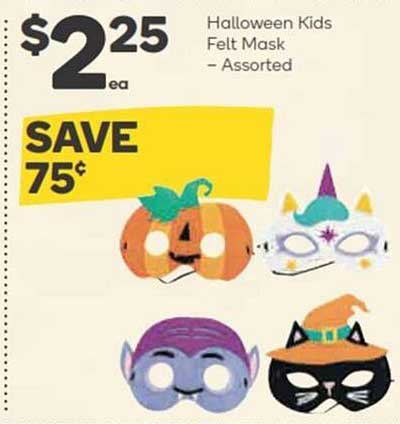 Halloween Kids Felt Mask - Assorted