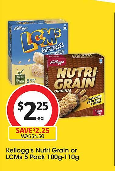 Kellogg's Nutri Grain or LCM's 5 Pack 100g-110g