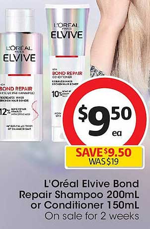 L'Oréal Elvive Bond Repair Shampoo or Conditioner