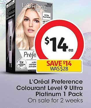 L'Oréal Preference Colourant Level 9 Ultra Platinum 1 Pack