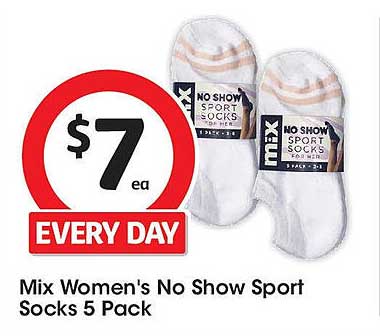 Mix Women's No Show Sport Socks 5 Pack