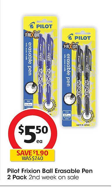 Pilot Frixion Ball Erasable Pen 2 Pack