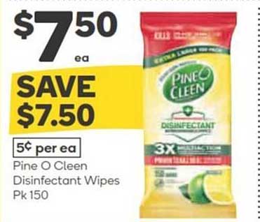 Pine O Cleen Disinfectant Wipes Pk 150