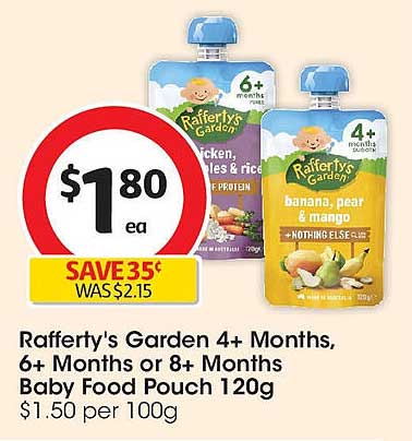 Rafferty's Garden 4+ Months, 6+ Months or 8+ Months Baby Food Pouch