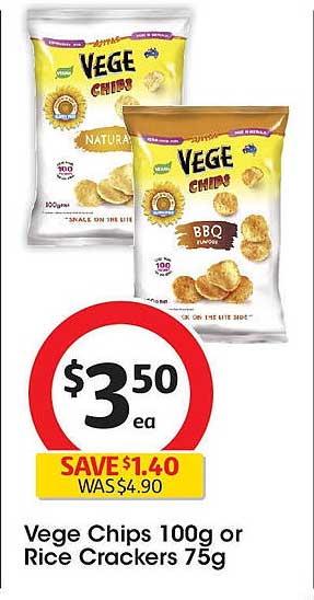 Vege Chips 100g or Rice Crackers 75g