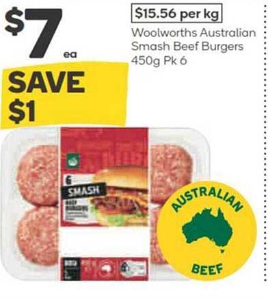 Woolworths Australian Smash Beef Burgers