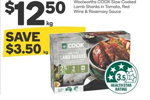 Woolworths COOK Lamb Shanks in Tomato, Red Wine & Rosemary Sauce