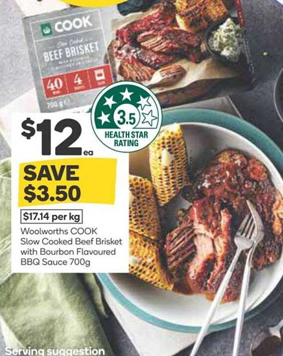 Woolworths COOK Slow Cooked Beef Brisket with Bourbon Flavoured BBQ Sauce