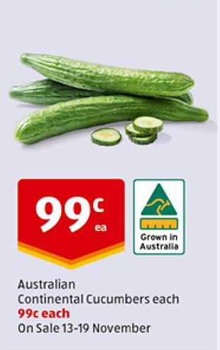 Australian Continental Cucumbers each