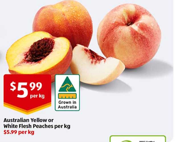 Australian Yellow or White Flesh Peaches per kg