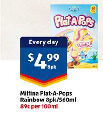 Milfina Plat-A-Pops Rainbow 8pk