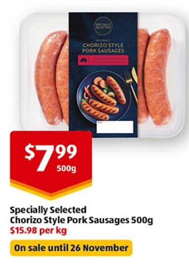 Specially Selected Chorizo Style Pork Sausages