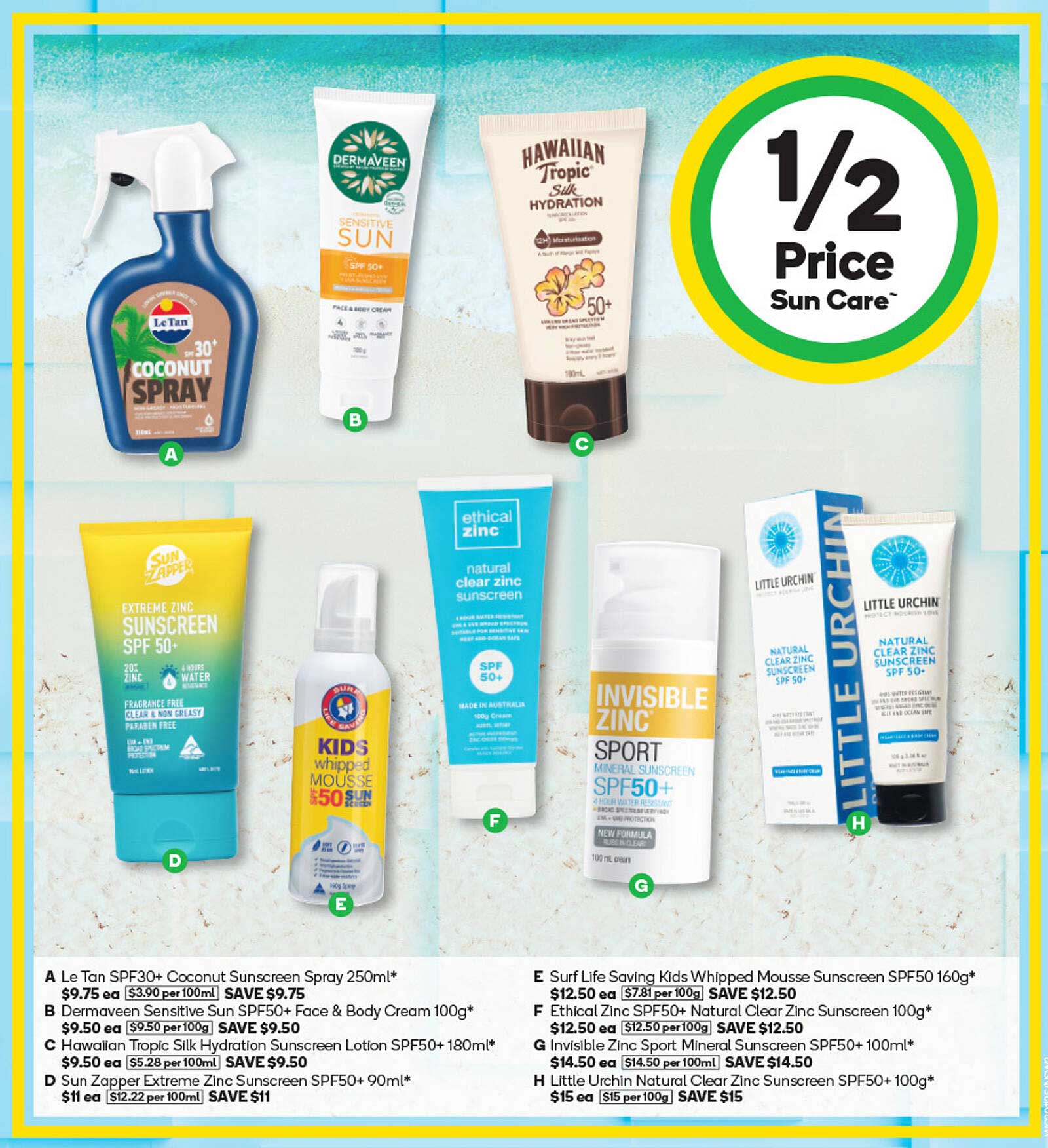 1/2 Price Sun Care