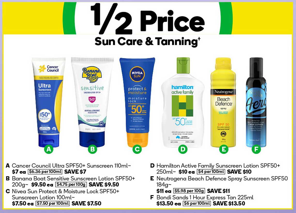 1/2 Price Sun Care & Tanning