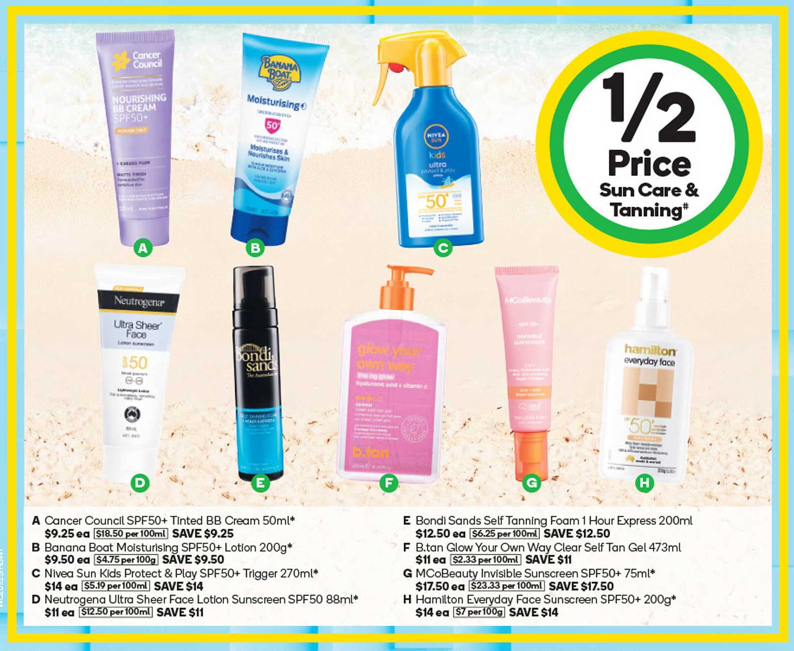 1/2 Price Sun Care & Tanning