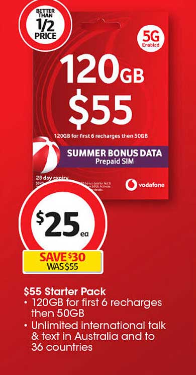 120GB SUMMER BONUS DATA Prepaid SIM