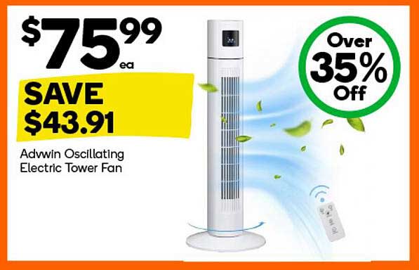 Adwin Oscillating Electric Tower Fan