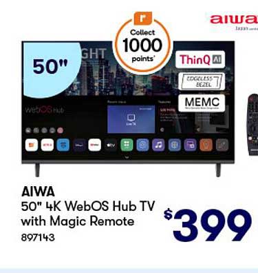 AIWA 50" 4K WebOS Hub TV with Magic Remote