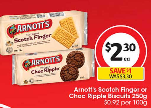 Arnott's Scotch Finger or Choc Ripple Biscuits