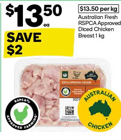 Australian Fresh RSPCA Approved Diced Chicken Breast