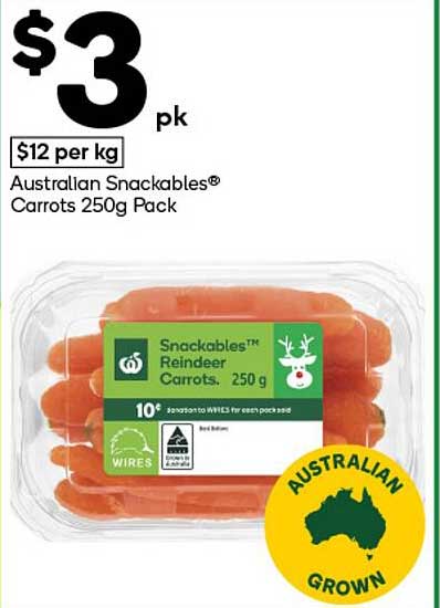 Australian Snackables® Carrots 250g Pack